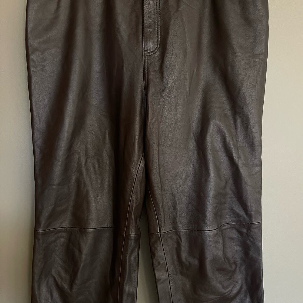 LPA Leather Pant 417 in Brown‎ Size XL High Waist Straight Leg 100% Leather Sexy - Picture 8 of 16